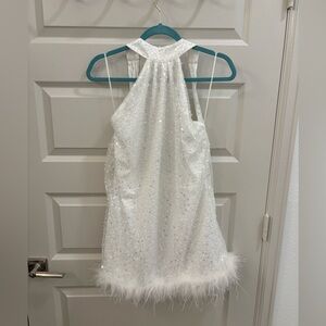 12th Tribe Raelynn mini Dress with feather trim
